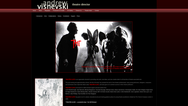 Screenshot of the Theatre Alive Limited website