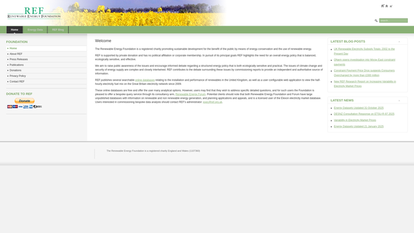Screenshot of the The Renewable Energy Foundation website