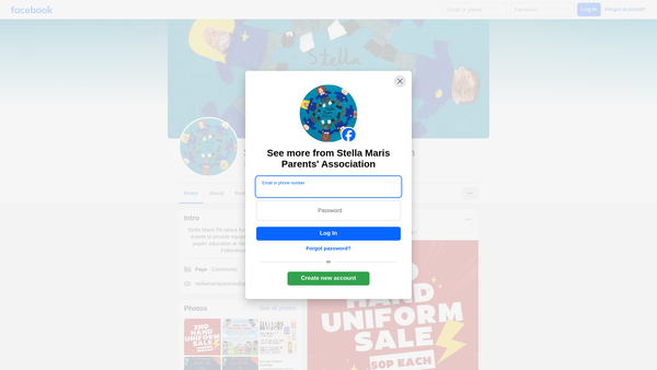 Screenshot of the Stella Maris Parents' Association website