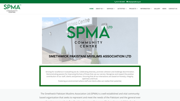 Screenshot of the Smethwick Pakistani Muslims Association Ltd website