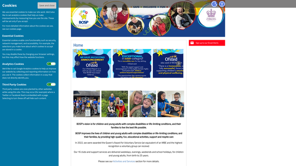 Screenshot of the BOSP Brighter Opportunities for Special People website
