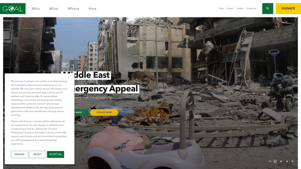 Screenshot of the Goal (International) website