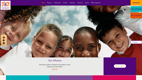 Screenshot of the Home-Start Southwark and Lewisham website