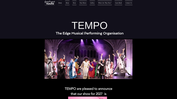 Screenshot of the The Edge Musical Production Organisation website