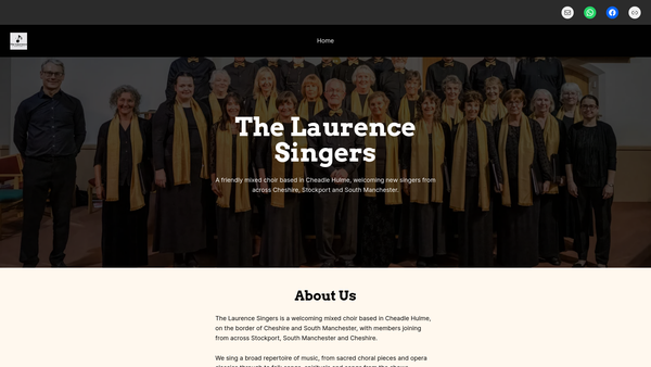 Screenshot of the The Laurence Singers website
