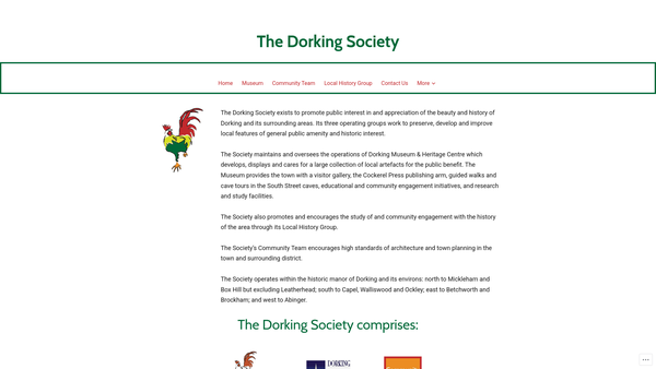 Screenshot of the Dorking Society website