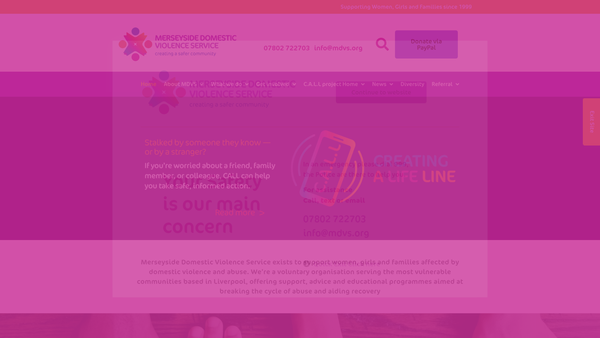 Screenshot of the Merseyside Domestic Violence Service Ltd website