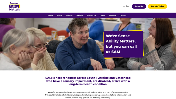 Screenshot of the Sense Ability Matters LTD. website