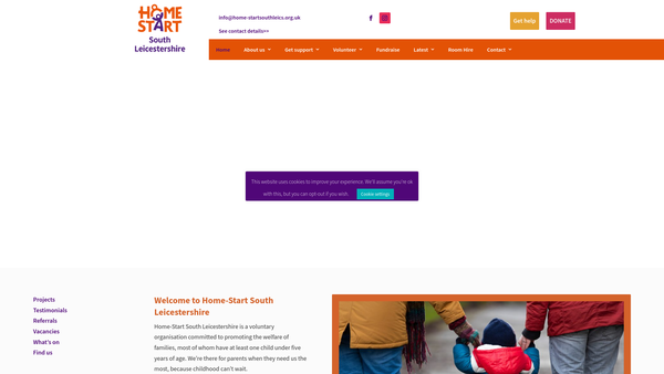 Screenshot of the Home-Start South Leicestershire website