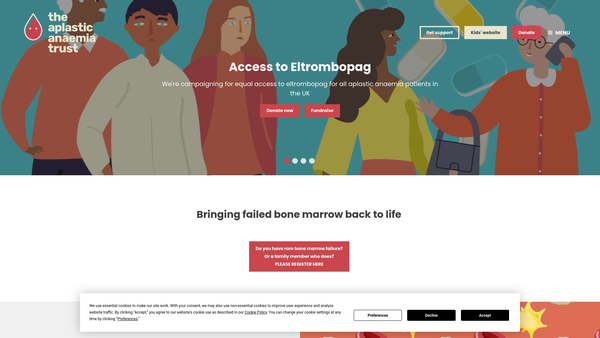 Screenshot of the The Aplastic Anaemia Trust website