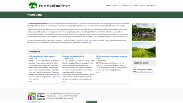 Screenshot of the Farm Woodland Forum website