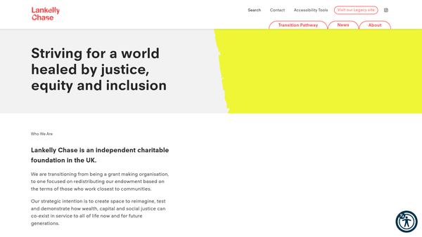 Screenshot of the The Lankellychase Foundation website
