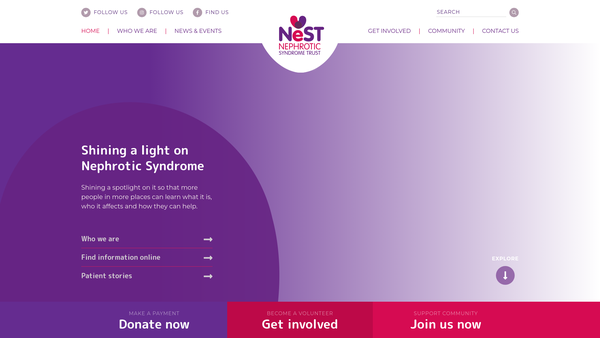 Screenshot of the Nephrotic Syndrome Trust (Nest) website
