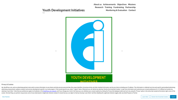Screenshot of the Youth Development Initiatives website