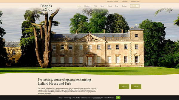 Screenshot of the The Friends Of Lydiard Park website