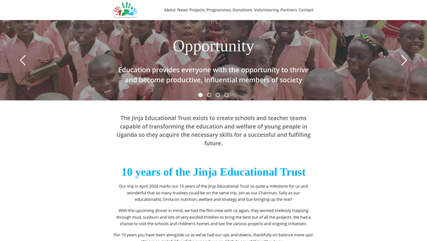 Screenshot of the The Jinja Educational Trust website