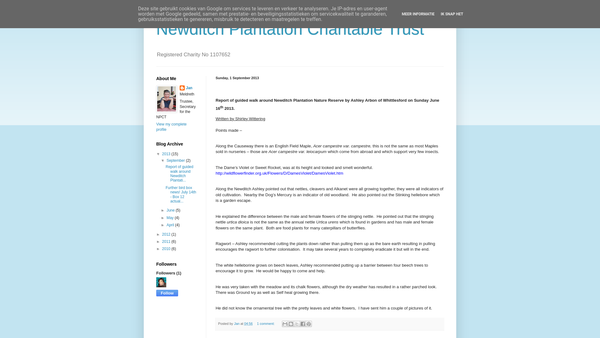 Screenshot of the Newditch Plantation Charitable Trust website