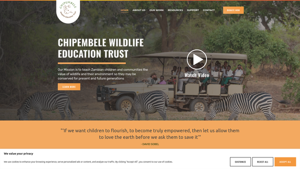 Screenshot of the Chipembele Trust website