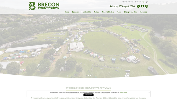 Screenshot of the The Brecknockshire Agricultural Society website