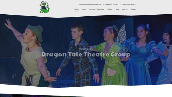 Screenshot of the Dragon Tale Theatre Group website