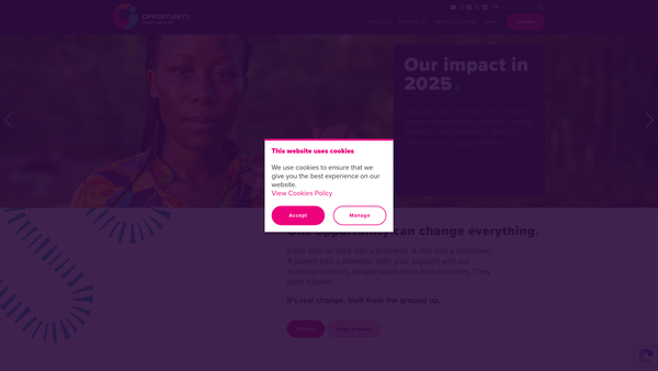 Screenshot of the Opportunity International United Kingdom website