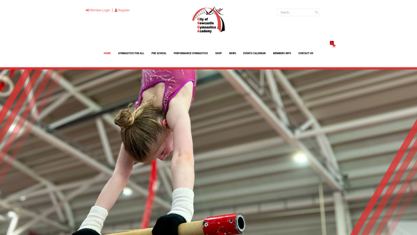 Screenshot of the City Of Newcastle Gymnastics Academy Limited website