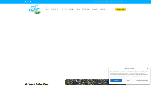 Screenshot of the Cancer Lifeline South West website