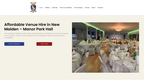 Screenshot of the Shiraz Mirza Community Hall Trust website