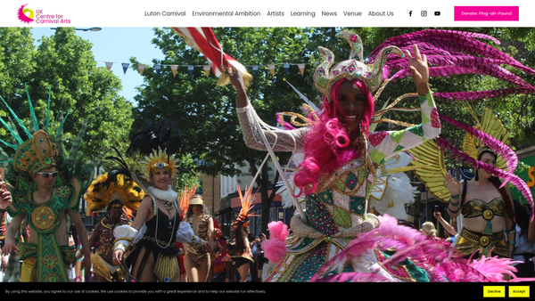 Screenshot of the Luton Carnival Arts Development Trust website