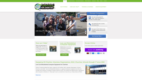 Screenshot of the Computers For Charities website