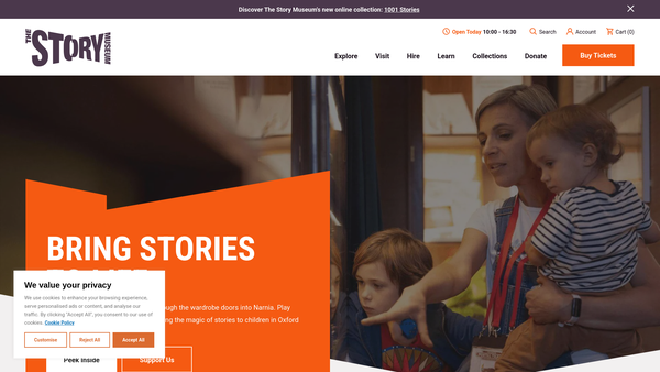 Screenshot of the The Story Museum website