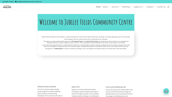 Screenshot of the Jubilee Fields Community Association website