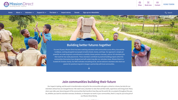 Screenshot of the Mission Direct Limited website