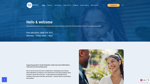 Screenshot of the Citizens Advice Mid Mercia website