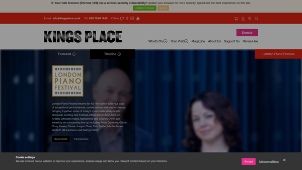 Screenshot of the Kings Place Music Foundation website