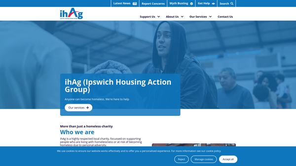 Screenshot of the Ipswich Housing Action Group Limited website