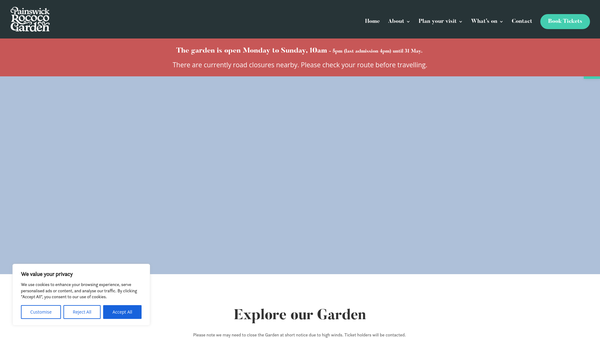 Screenshot of the Painswick Rococo Garden Trust website