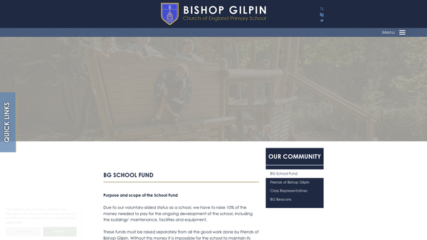 Screenshot of the Bg School Fund website