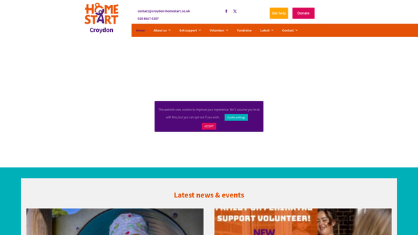 Screenshot of the Home-Start Croydon website