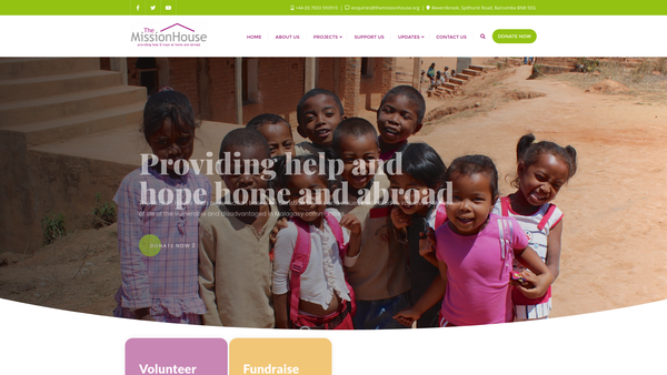 Screenshot of the The Mission House website