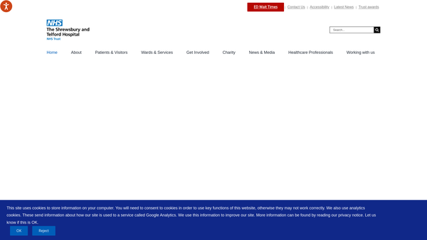 Screenshot of the The Shrewsbury And Telford Hospital NHS Trust Charity website