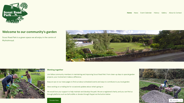 Screenshot of the Scout Road Community Group website