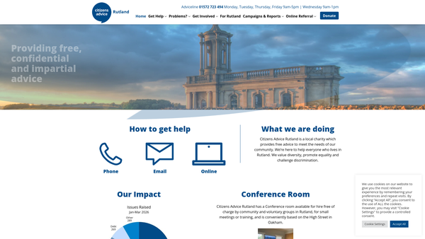 Screenshot of the Rutland Citizens Advice Bureau website