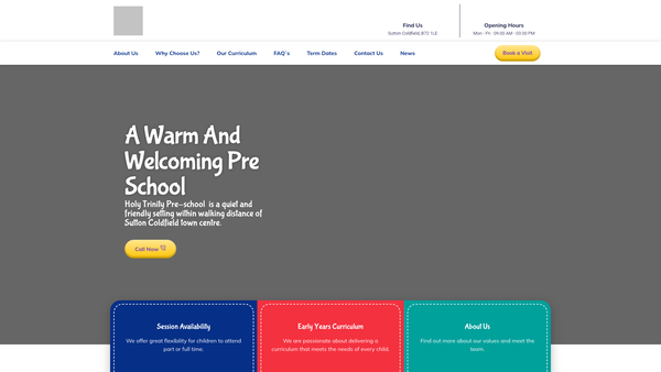 Screenshot of the Holy Trinity Preschool (Sutton Coldfield) website