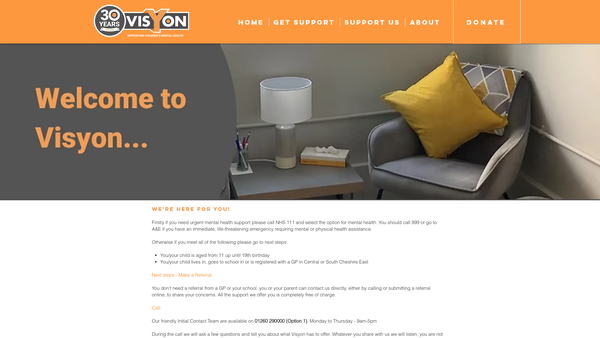 Screenshot of the Visyon Limited website