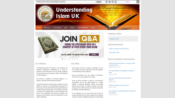 Screenshot of the Understanding Islam UK website