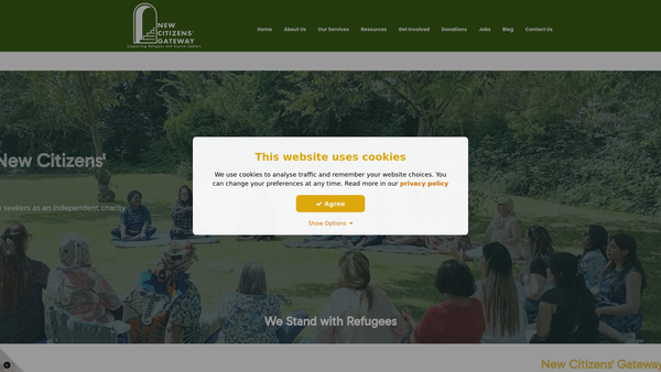 Screenshot of the Barnet Refugee Service website