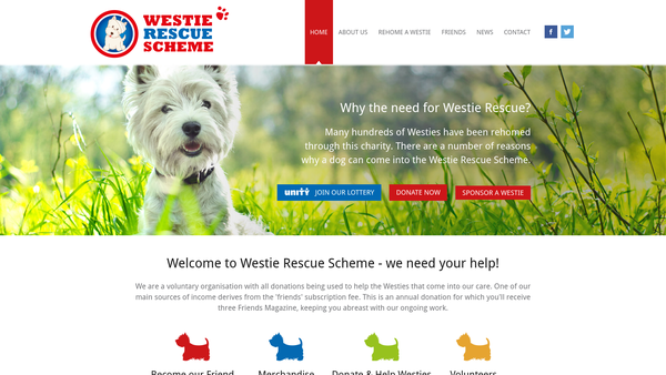 Screenshot of the The Westie Rescue Scheme Limited website