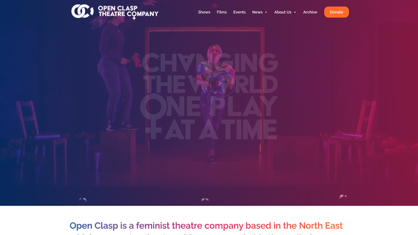 Screenshot of the Open Clasp Theatre Company website