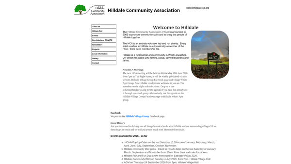 Screenshot of the Hilldale Community Association website